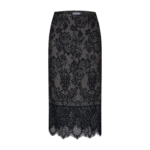 Two-tone black lace skirt